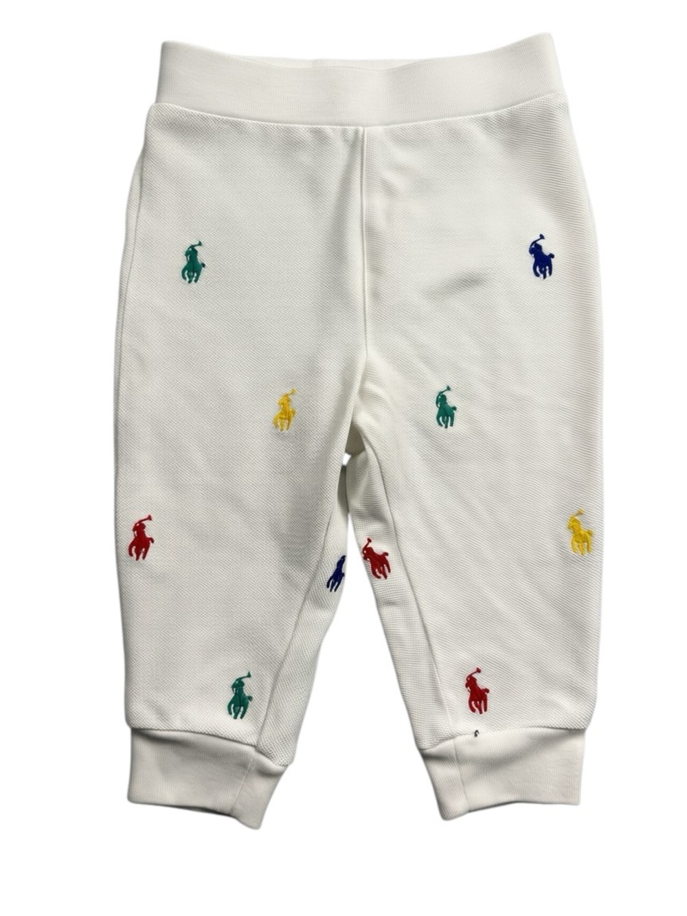 Ralph Lauren 9M Baby White Polo Pony Joggers 100% Cotton Designer Preppy